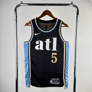 NBA 5 Murry Atlanta Hawks 23-24 city Maillot noir imprimé